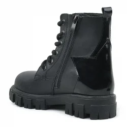 Rakerplus Hakiki Deri Siyah Yıldız Detaylı Kız Çocuk Bot