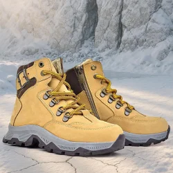 Rakerplus Hakiki Deri Taba Bağcıklı Fermuarlı Trekking Çocuk Bot