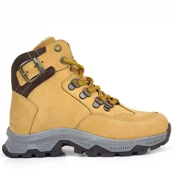 Rakerplus Hakiki Deri Taba Bağcıklı Fermuarlı Trekking Çocuk Bot