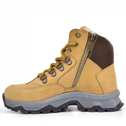 Rakerplus Hakiki Deri Taba Bağcıklı Fermuarlı Trekking Çocuk Bot