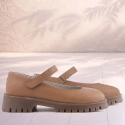 Rakerplus Hakiki Deri Taba Cırtlı Kalın Tabanlı Kız Çocuk Okul Ayakkabısı