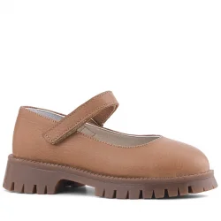 Rakerplus Hakiki Deri Taba Cırtlı Kalın Tabanlı Kız Çocuk Okul Ayakkabısı