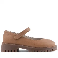 Rakerplus Hakiki Deri Taba Cırtlı Kalın Tabanlı Kız Çocuk Okul Ayakkabısı