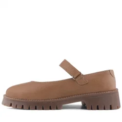 Rakerplus Hakiki Deri Taba Cırtlı Kalın Tabanlı Kız Çocuk Okul Ayakkabısı