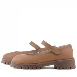 Rakerplus Hakiki Deri Taba Cırtlı Kalın Tabanlı Kız Çocuk Okul Ayakkabısı