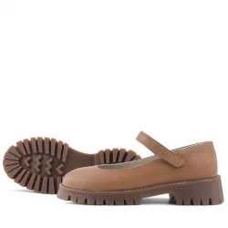 Rakerplus Hakiki Deri Taba Cırtlı Kalın Tabanlı Kız Çocuk Okul Ayakkabısı