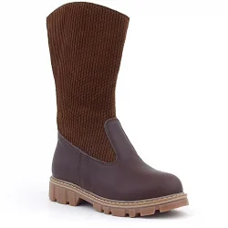 Rakerplus Hakiki Deri Taba Kahve Fermuarlı Uzun Kız Çocuk Çizme