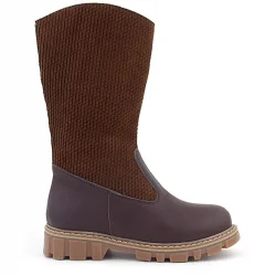 Rakerplus Hakiki Deri Taba Kahve Fermuarlı Uzun Kız Çocuk Çizme