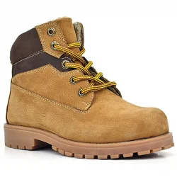 Rakerplus Hakiki Deri Taba Kahverengi Bağcıklı Fermuarlı Kışlık Çocuk Bot