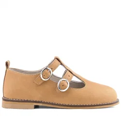 Rakerplus Hakiki Deri Taba Tokalı Kız Çocuk T-Bar Babet Ayakkabı