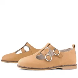 Rakerplus Hakiki Deri Taba Tokalı Kız Çocuk T-Bar Babet Ayakkabı