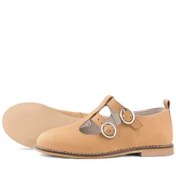 Rakerplus Hakiki Deri Taba Tokalı Kız Çocuk T-Bar Babet Ayakkabı