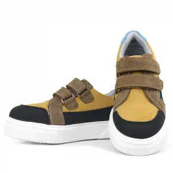 Rakerplus Hakiki Deri Taba Yüksek Taban Cırtlı Çocuk Günlük Spor Ayakkabı