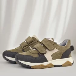 Rakerplus Hakiki Deri Vizon Kahve Çocuk Cırtlı Sneakers Spor Ayakkabı