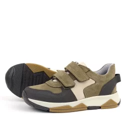 Rakerplus Hakiki Deri Vizon Kahve Çocuk Cırtlı Sneakers Spor Ayakkabı
