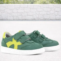 Rakerplus Hakiki Deri Yeşil Cırtlı Çocuk Spor Ayakkabı