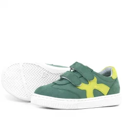 Rakerplus Hakiki Deri Yeşil Cırtlı Çocuk Spor Ayakkabı