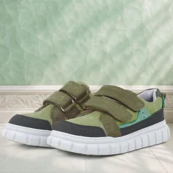 Rakerplus Hakiki Deri Yeşil Cırtlı Günlük Spor Çocuk Okul Ayakkabı
