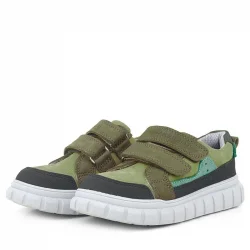 Rakerplus Hakiki Deri Yeşil Cırtlı Günlük Spor Çocuk Okul Ayakkabı