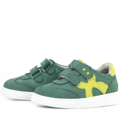 Rakerplus Hakiki Deri Yeşil Cırtlı Metal Detaylı Çocuk Spor Ayakkabı