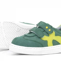 Rakerplus Hakiki Deri Yeşil Cırtlı Metal Detaylı Çocuk Spor Ayakkabı