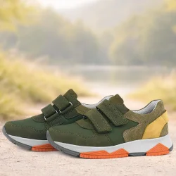 Rakerplus Hakiki Deri Yeşil Çocuk Cırtlı Sneakers Spor Ayakkabı