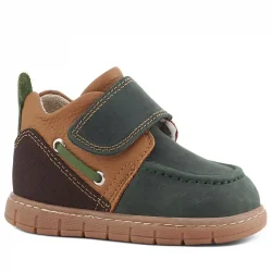 Rakerplus Hakiki Deri Yeşil Kahve Cırt Cırtlı Bebek Bot