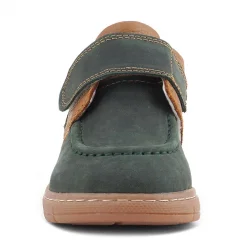 Rakerplus Hakiki Deri Yeşil Kahve Cırt Cırtlı Bebek Bot