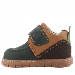 Rakerplus Hakiki Deri Yeşil Kahve Cırt Cırtlı Bebek Bot