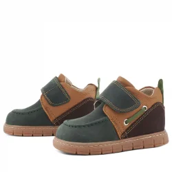 Rakerplus Hakiki Deri Yeşil Kahve Cırt Cırtlı Bebek Bot