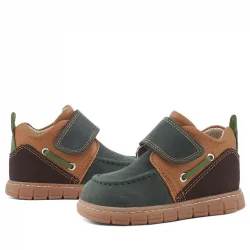 Rakerplus Hakiki Deri Yeşil Kahve Cırt Cırtlı Bebek Bot