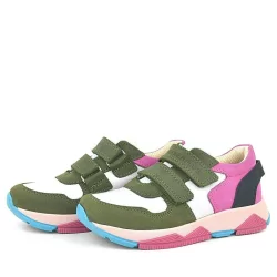 Rakerplus Hakiki Deri Yeşil Pembe Çocuk Sneakers Spor Ayakkabı