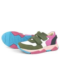 Rakerplus Hakiki Deri Yeşil Pembe Çocuk Sneakers Spor Ayakkabı