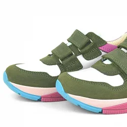Rakerplus Hakiki Deri Yeşil Pembe Çocuk Sneakers Spor Ayakkabı