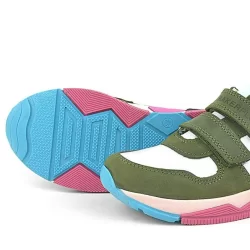 Rakerplus Hakiki Deri Yeşil Pembe Çocuk Sneakers Spor Ayakkabı
