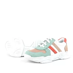 Rakerplus Hakiki Deri Yeşil Pembe Kız Çocuk Sneakers Ayakkabı