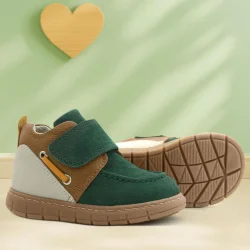 Rakerplus Hakiki Deri Yeşil Taba Cırt Cırtlı Bebek Bot