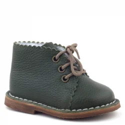 Rakerplus Handmade Hakiki Deri Haki Yeşil Bağcıklı Bebek Bot