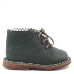 Rakerplus Handmade Hakiki Deri Haki Yeşil Bağcıklı Bebek Bot