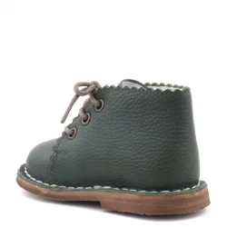 Rakerplus Handmade Hakiki Deri Haki Yeşil Bağcıklı Bebek Bot