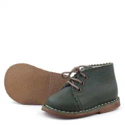 Rakerplus Handmade Hakiki Deri Haki Yeşil Bağcıklı Bebek Bot