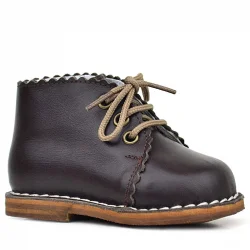 Rakerplus Handmade Hakiki Deri Kahverengi Bağcıklı Kız Bebek Bot