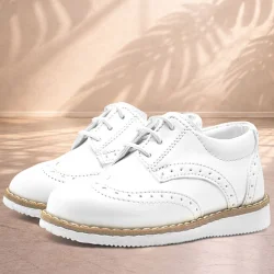 Rakerplus Hidra Beyaz Rugan Bağcıklı Erkek Bebek Ayakkabı