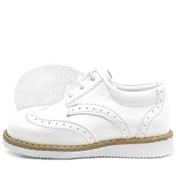 Rakerplus Hidra Beyaz Rugan Bağcıklı Erkek Bebek Ayakkabı