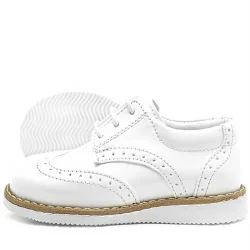 Rakerplus Hidra Beyaz Rugan Bağcıklı Erkek Bebek Ayakkabı