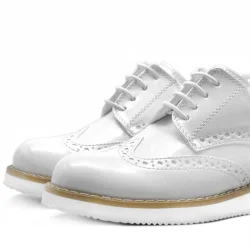 Rakerplus Hidra Beyaz Rugan Bağcıklı Erkek Çocuk Ayakkabı