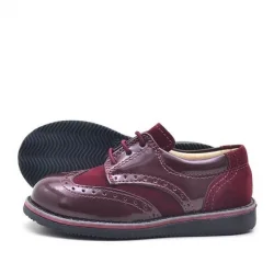 Rakerplus Hidra Bordo Rugan Bağcıklı Klasik Erkek Bebek Ayakkabı