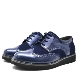 Rakerplus Hidra Lacivert Rugan Bağcıklı Erkek Çocuk Klasik Ayakkabı