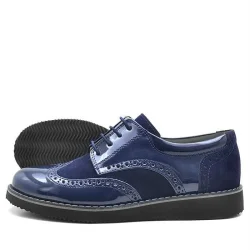 Rakerplus Hidra Lacivert Rugan Bağcıklı Erkek Çocuk Klasik Ayakkabı