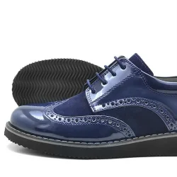 Rakerplus Hidra Lacivert Rugan Bağcıklı Erkek Çocuk Klasik Ayakkabı